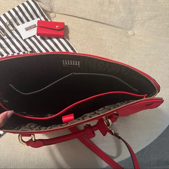 henri bendel Red Leather Laptop Tote with Matching Card Case - Picture 5 of 5